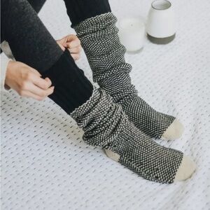 Open work knit lounge socks